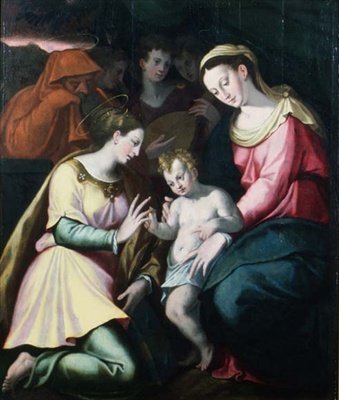 Het mystieke huwelijk van St. Catherine, c.1600 door Italian School