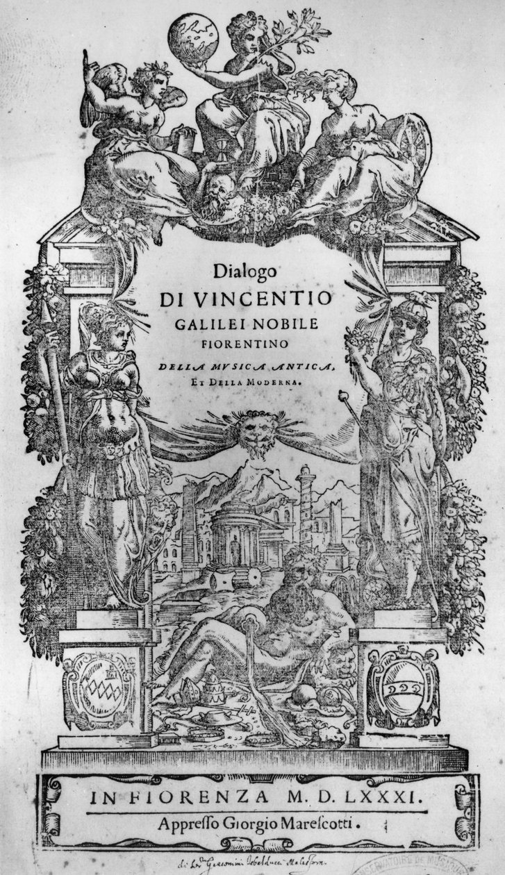 Titelpagina van Della Musica Antica et della Moderna door Vincenzo Galilei door Italian School