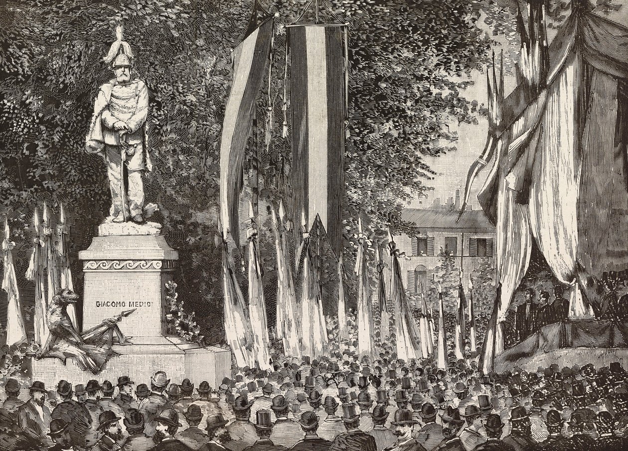 Onthulling van het monument voor generaal Giacomo Medici, Milaan door Italian School