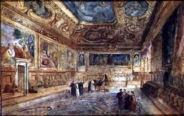 Uitzicht op het interieur van het Dogepaleis in Venetië, c.1840 door Italian School