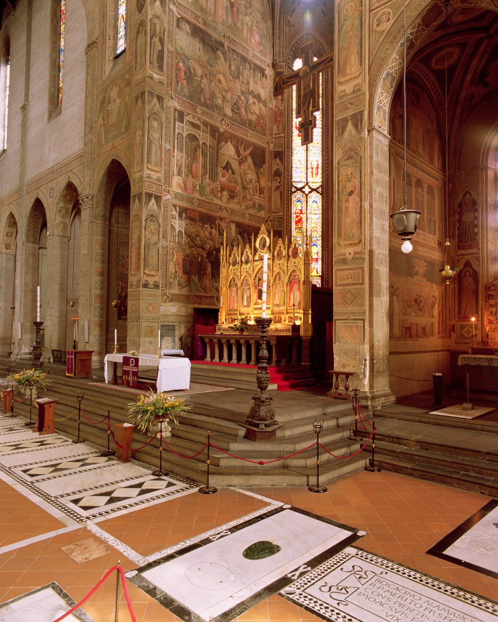 Zicht op de apsis van de kerk door Italian School