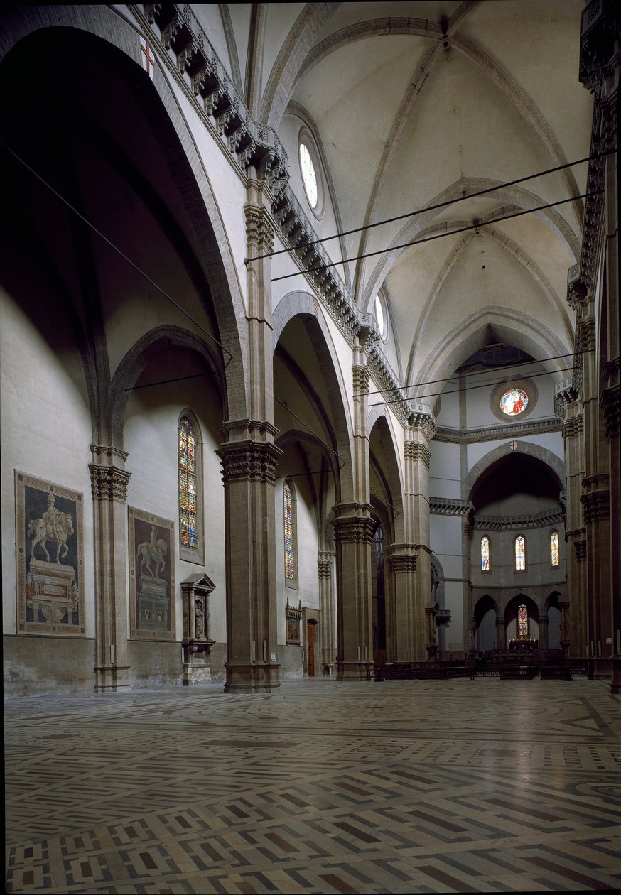 Uitzicht op het interieur van de kathedraal van Florence (Duomo Santa Maria del Fiore). 14e-15e eeuw, Florence, Italië door Italian School
