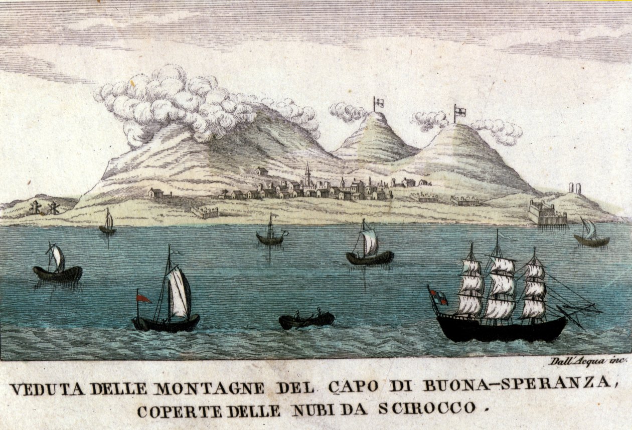 Uitzichten op de bergen van Kaap de Goede Hoop door Italian School