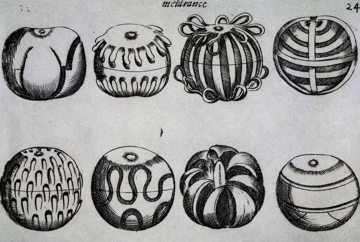 Manieren om fruit te hakken, Illustratie uit Li tre trattati di messer Mattia Giegher bavaro di Mosburc, Trinciante dell