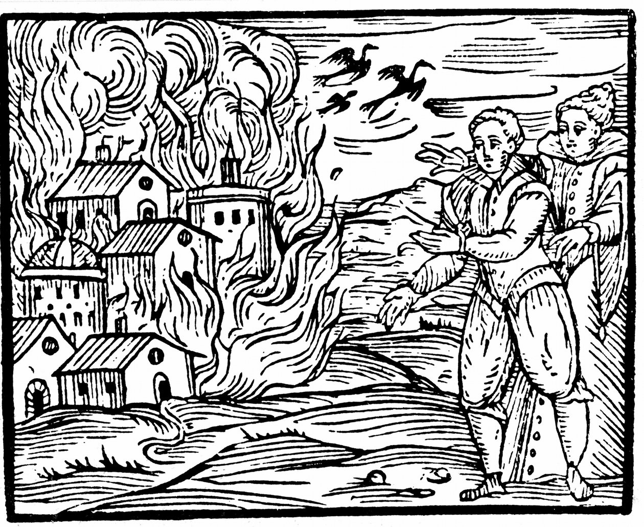 Heksen die een huis in brand steken, Zwaben in 1533, illustratie uit Compendium Maleficarum door Francesco Maria Guazzo, 1608 door Italian School