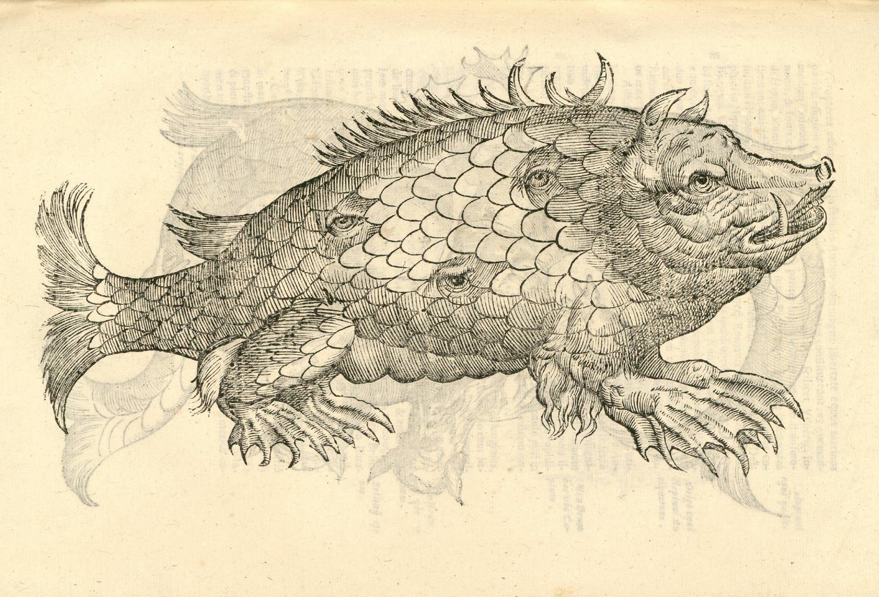 Illustratie van Monstrosus Sur marinus uit Aldrovandis Geschiedenis van Monsters, 1642 door Italian School