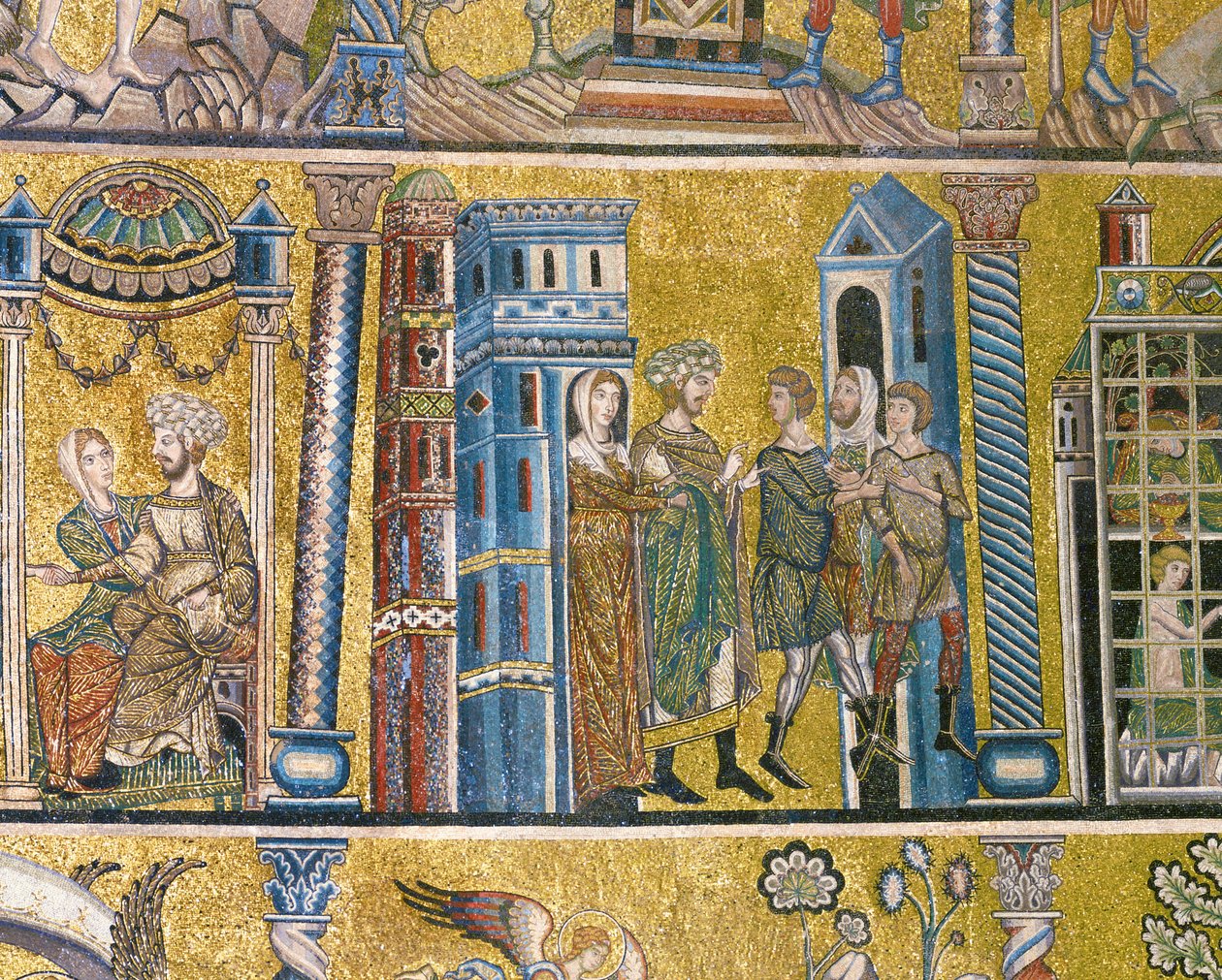 Jozef beschuldigd door Potifar (mozaïek) door Italian school