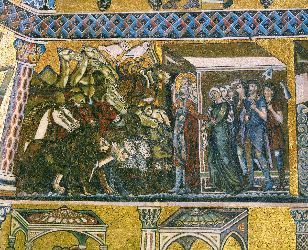 Het verhaal van Noach (mozaïek) door Italian school