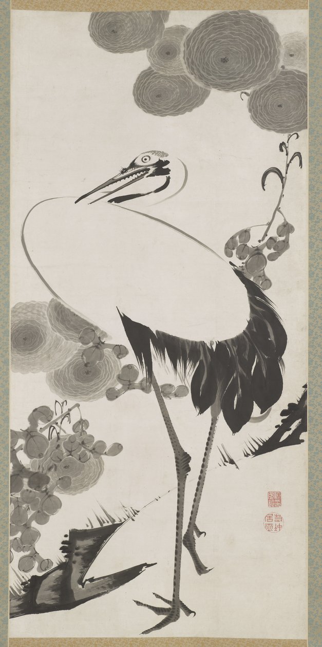 Kraanvogel, Hangende Rol, Edo-periode door Ito Jakuchu