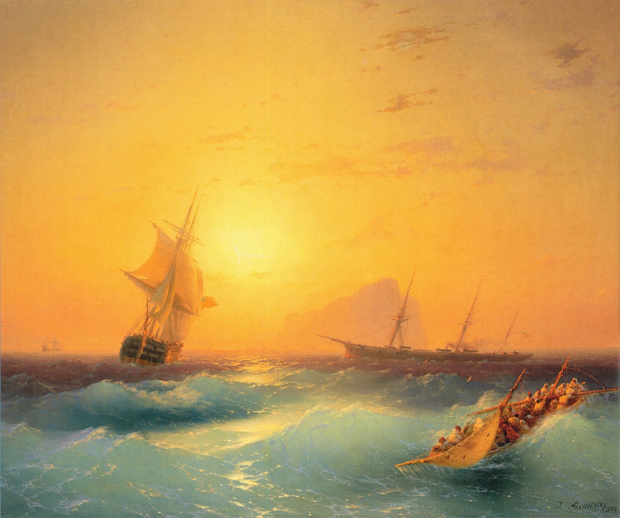 Amerikaanse schepen bij de Rots van Gibraltar door Ivan Konstantinovich Aivazovsky