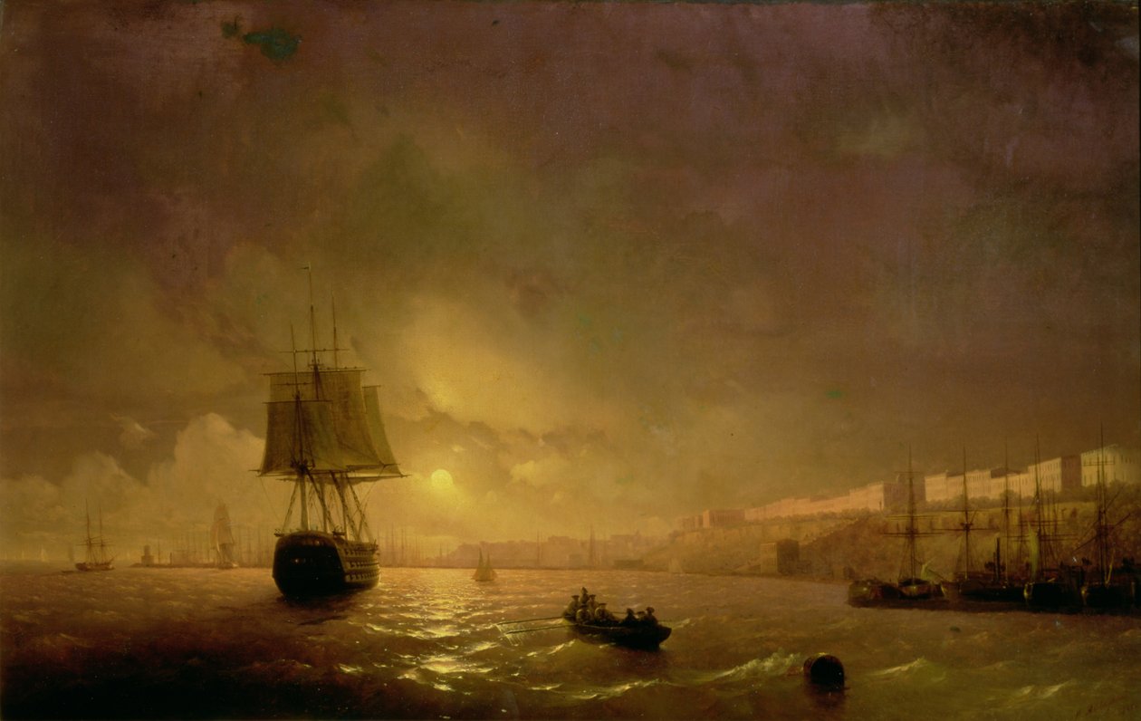 Uitzicht op Odessa bij maanlicht, 1846 door Ivan Konstantinovich Aivazovsky