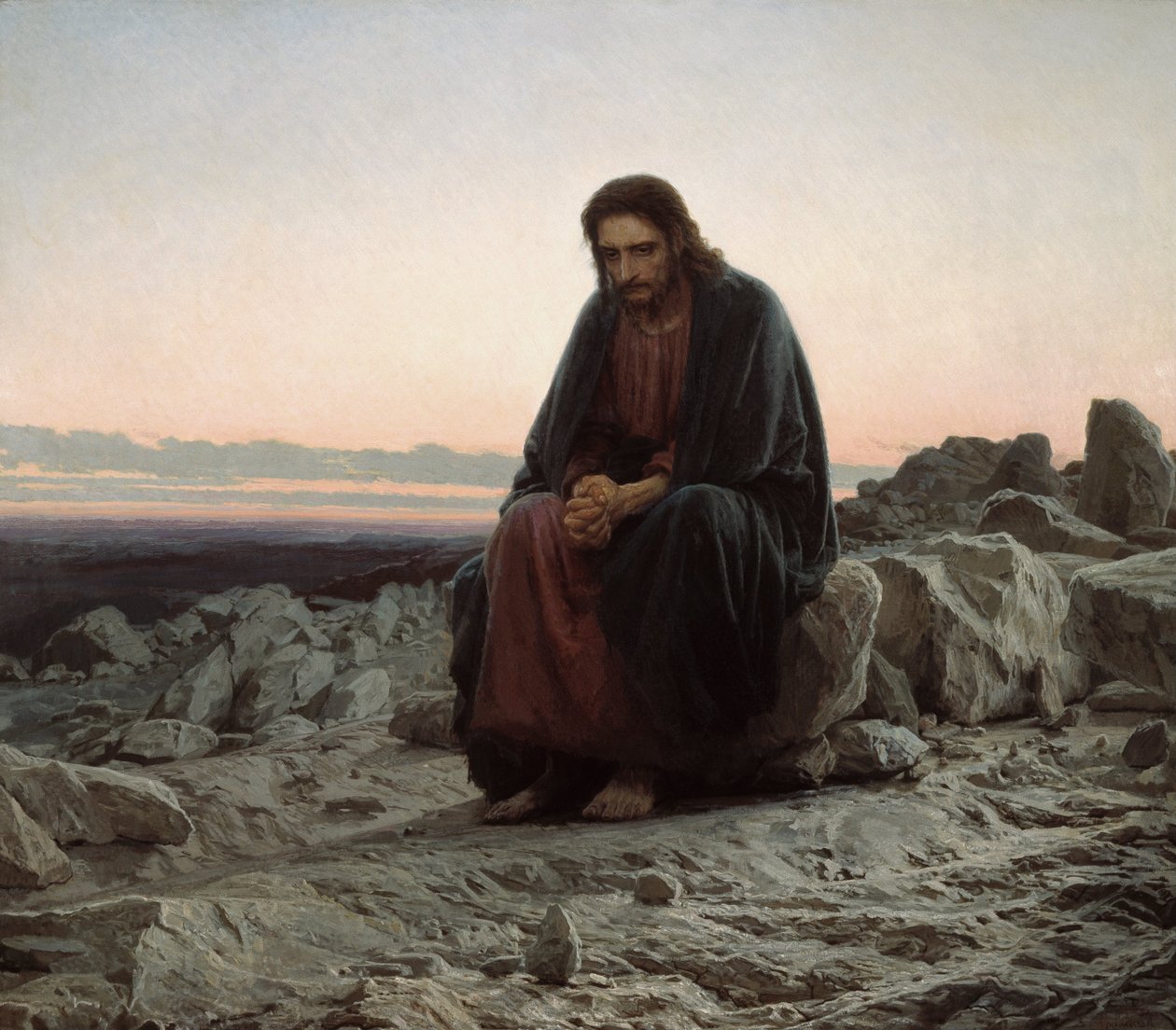 Christus in de woestijn door Ivan Nikolaevich Kramskoy