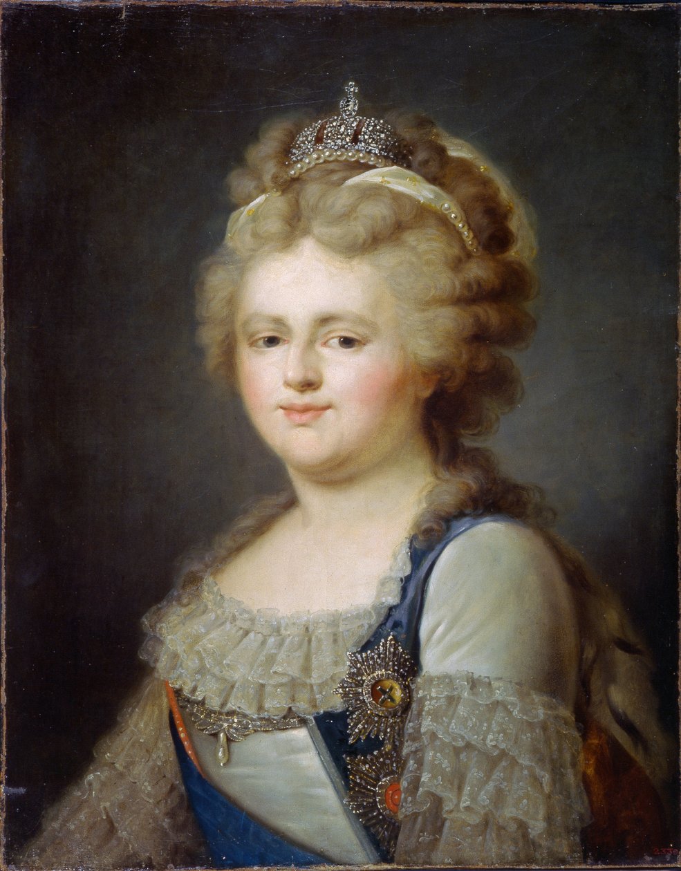 Portret van keizerin Maria Fjodorovna (geboren Sophie Dorothee van Württemberg Montbéliard) (1759-1828) door Ivan Afanasievich Pustynin
