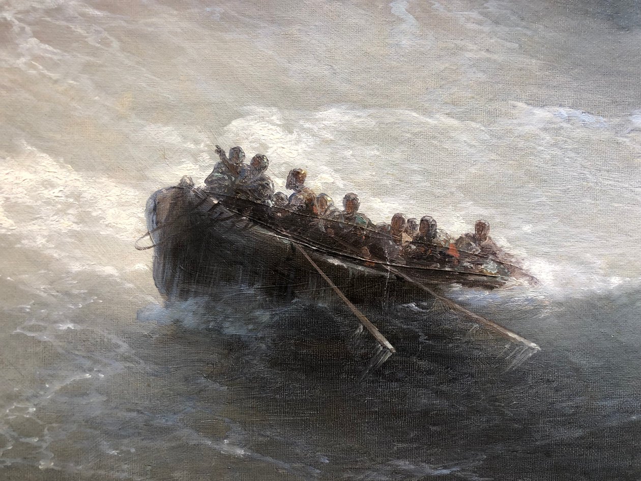 Fragment boot met mensen door Ivan Aivazovsky
