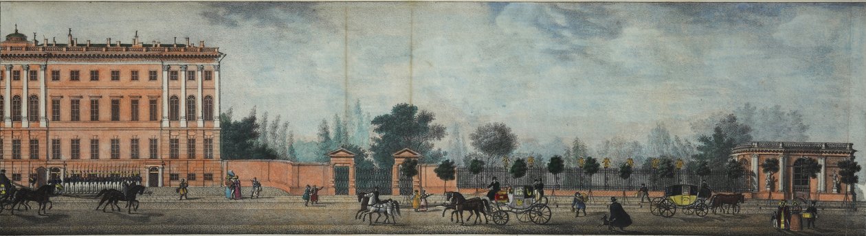 Het Anichkov Paleis. Uit het panorama van de Nevsky Prospekt door Ivan Alexeyevich Ivanov