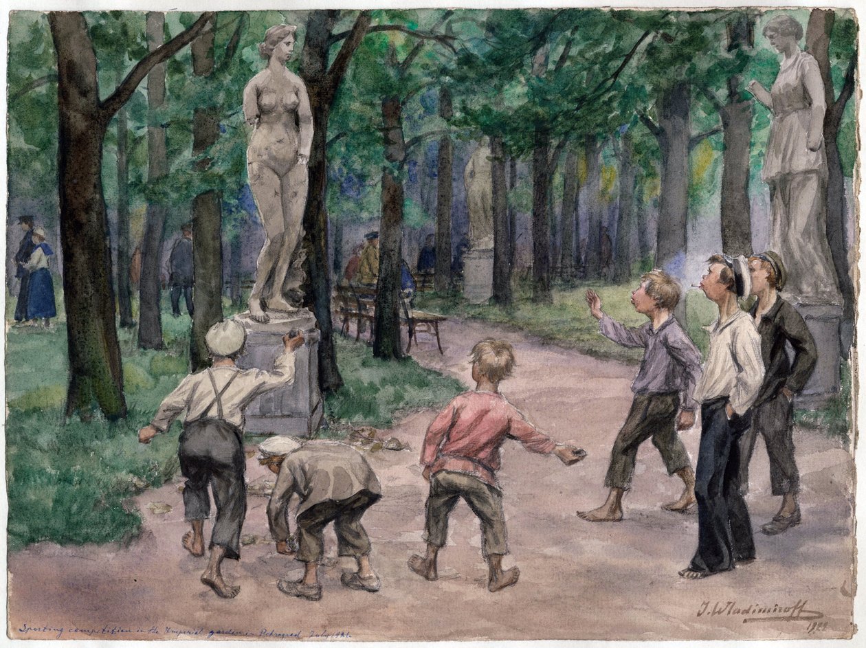 Sportwedstrijd in de keizerlijke tuin, Sint-Petersburg door Ivan Alexeyevich Vladimirov