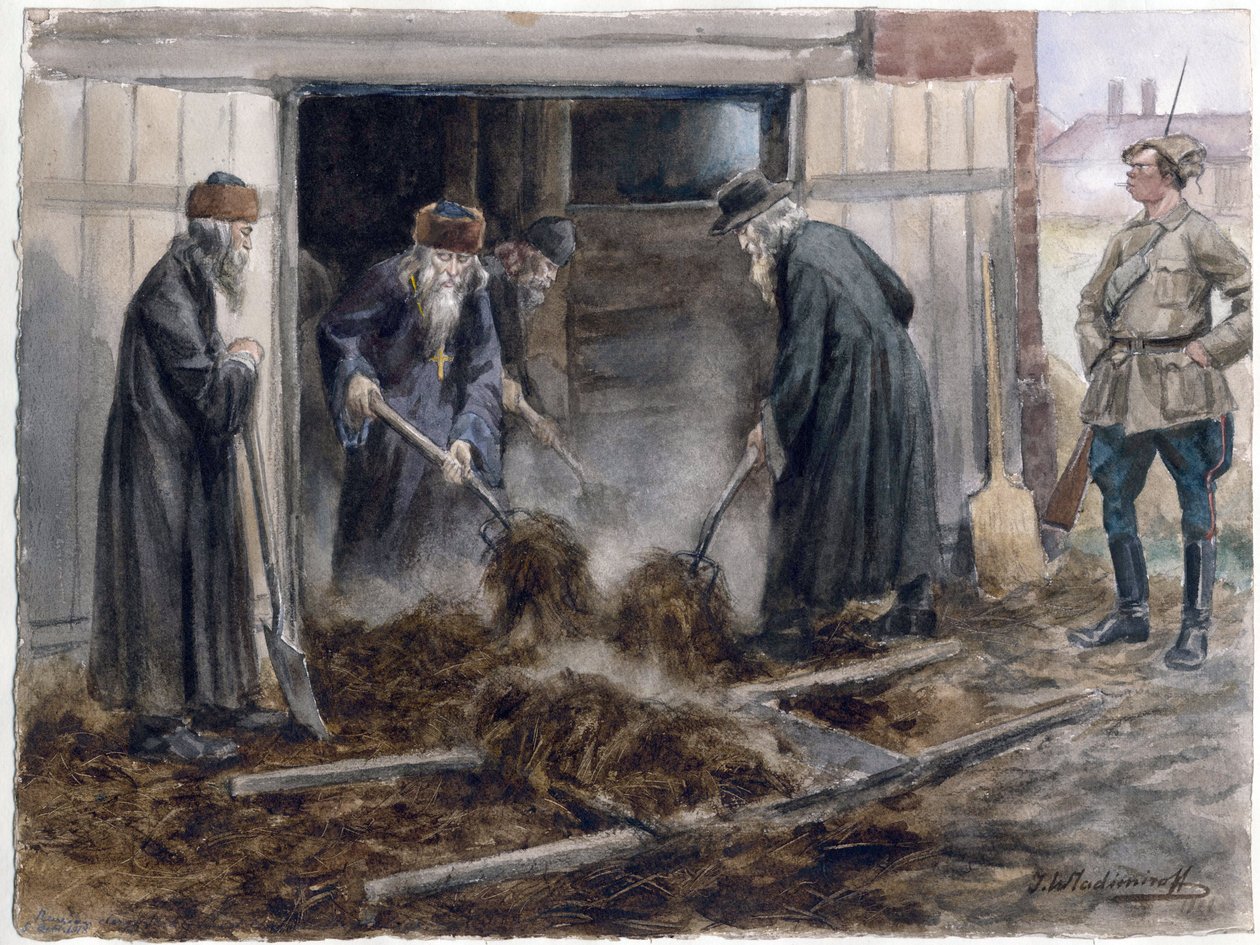 Russische geestelijkheid die hooi schept: september 1918 door Ivan Alexeyevich Vladimirov