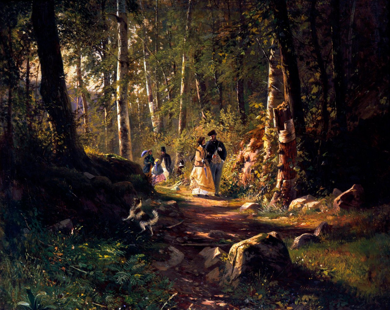 Een Wandeling in een Bos, 1869 door Ivan Ivanovich Shishkin
