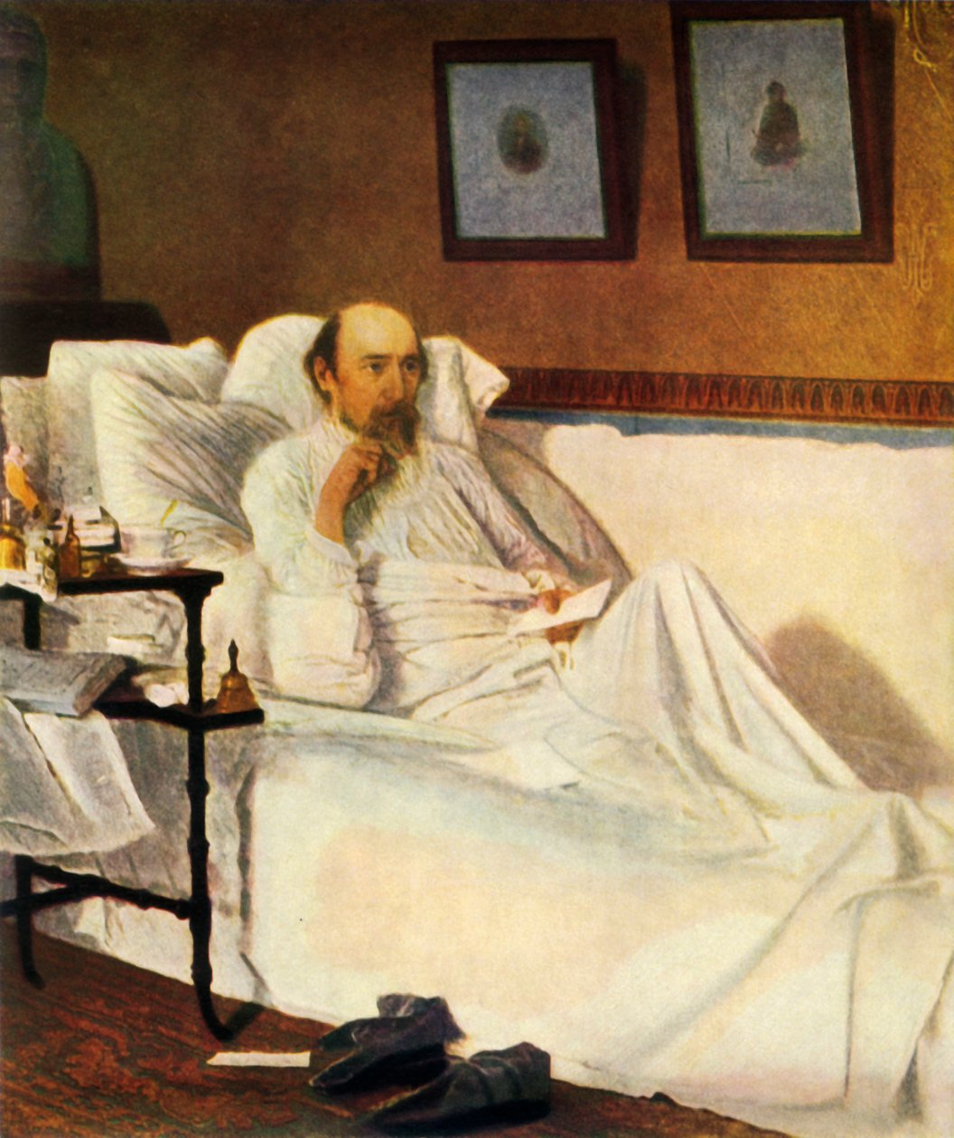 Portret van Nekrasov, 1877, 1965 door Ivan Kramskoy