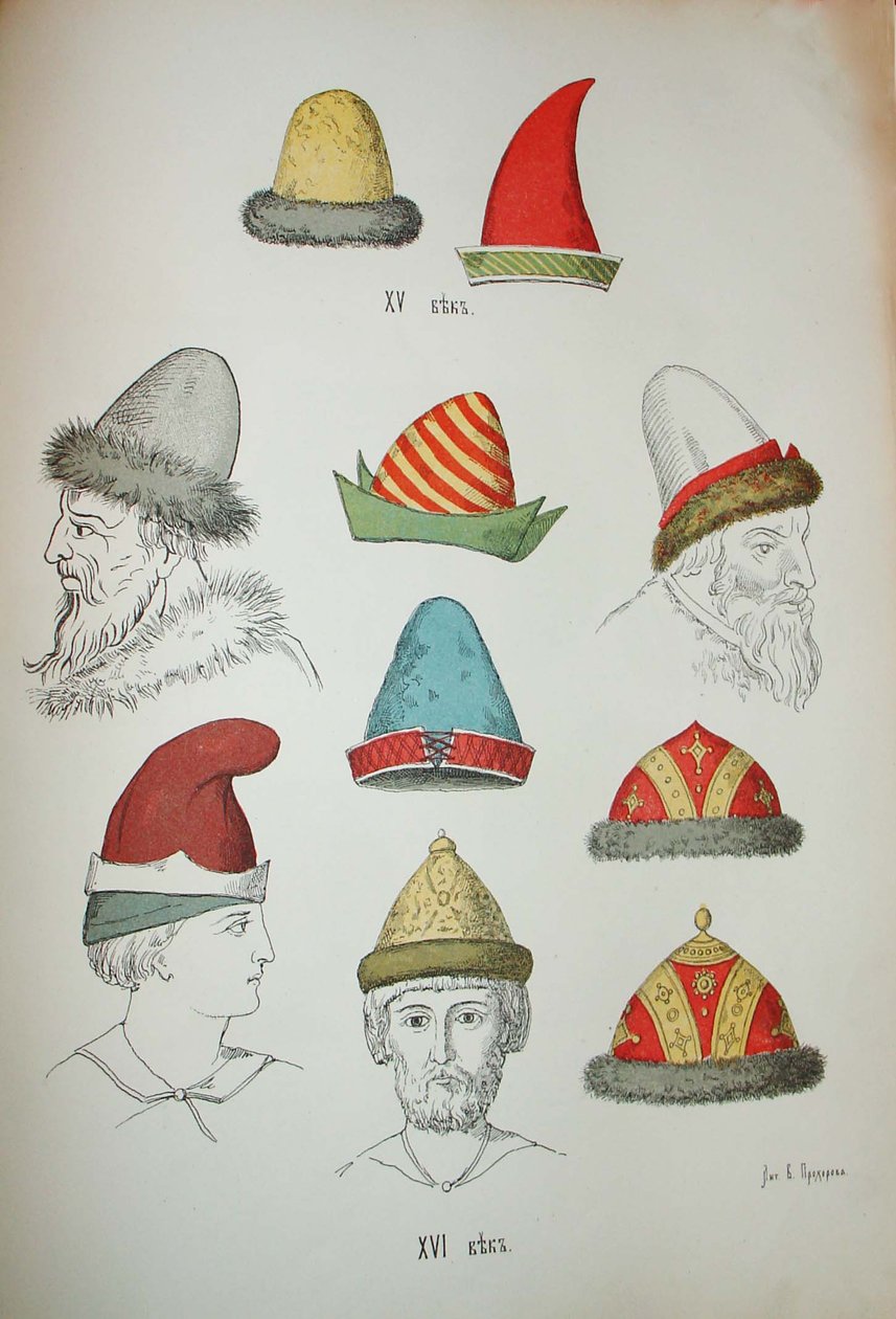 Russische hoofddeksels uit de 15e en 16e eeuw, 1850-1852 door Ivan Mikhaylovich Snegirev