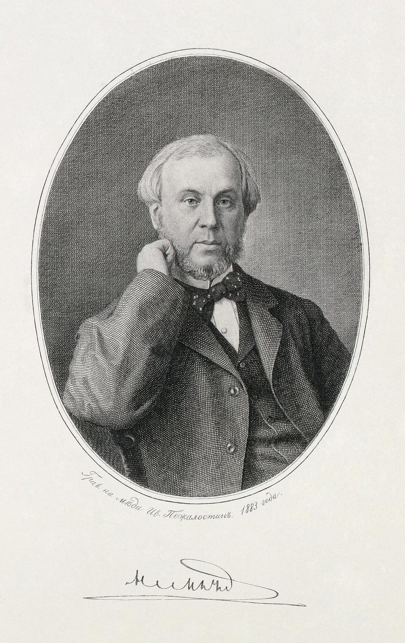 Portret van Nikolay Alexeyevich Milyutin 1818-1872, 1883 door Ivan Petrovich Pozhalostin