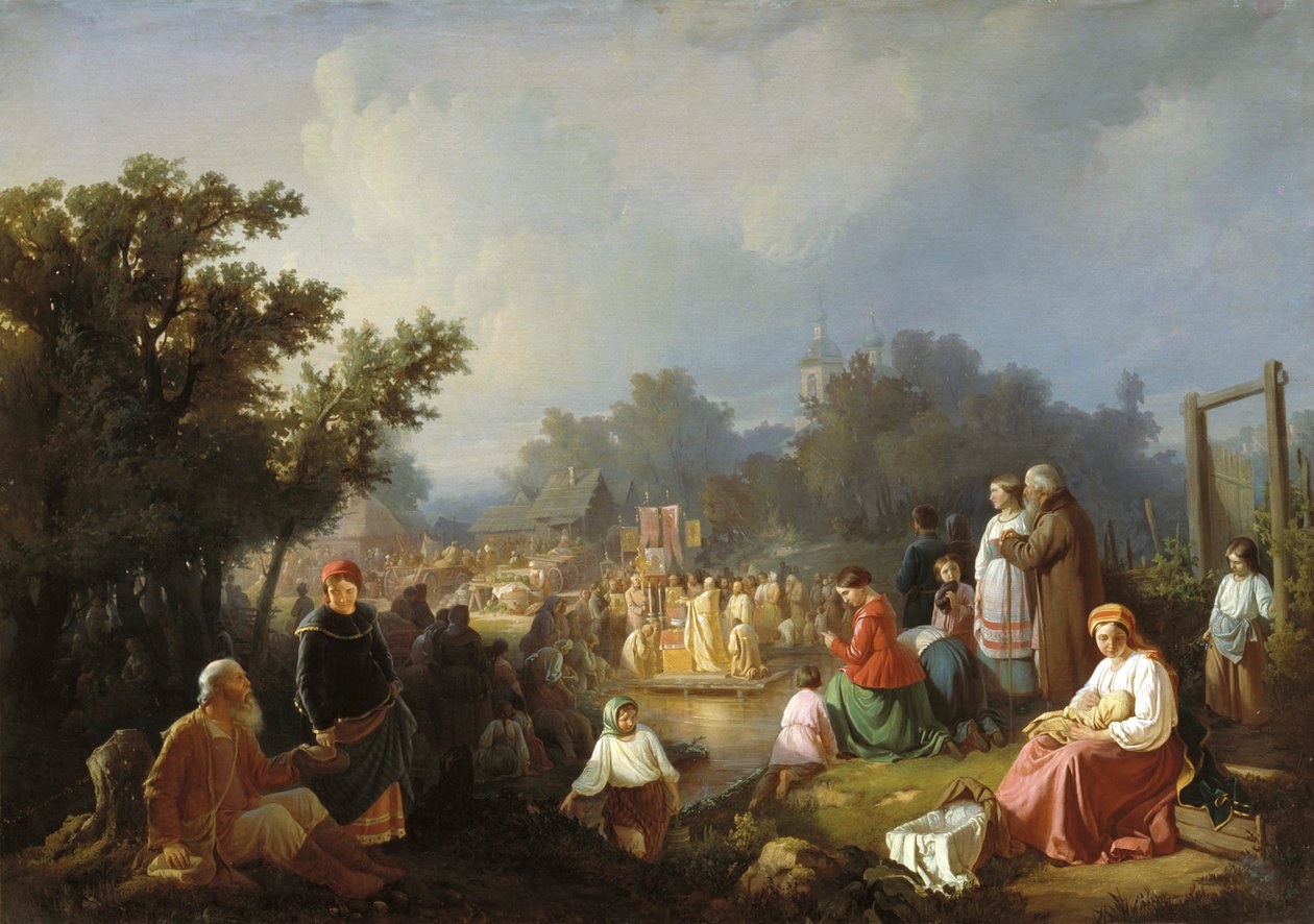De Zegen van Wateren in een Dorp, 1858 door Ivan Petrovich Trutnew