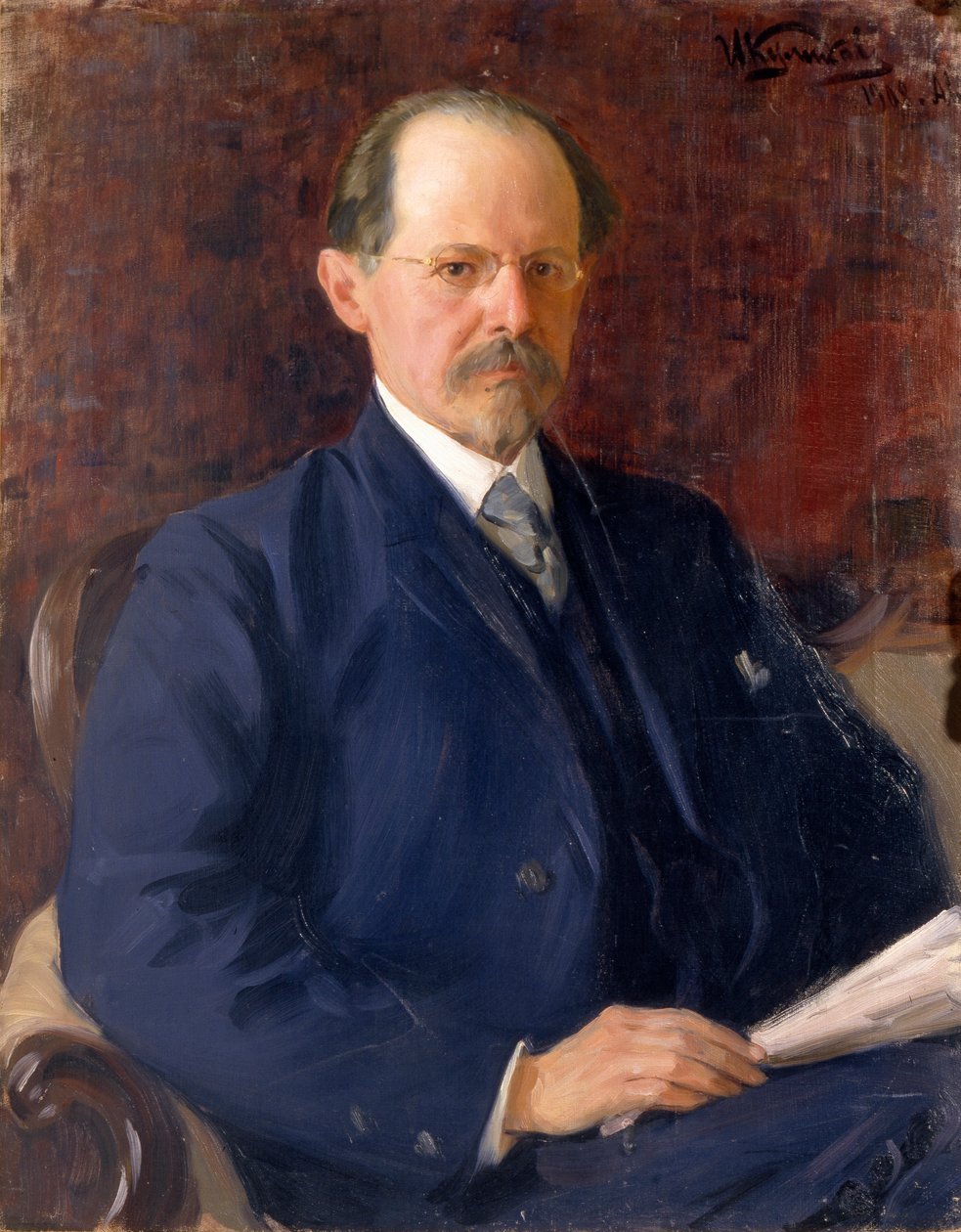 Portret van Sergey Ivanovich Senkov, 1908 door Ivan Semyonovich Kulikov