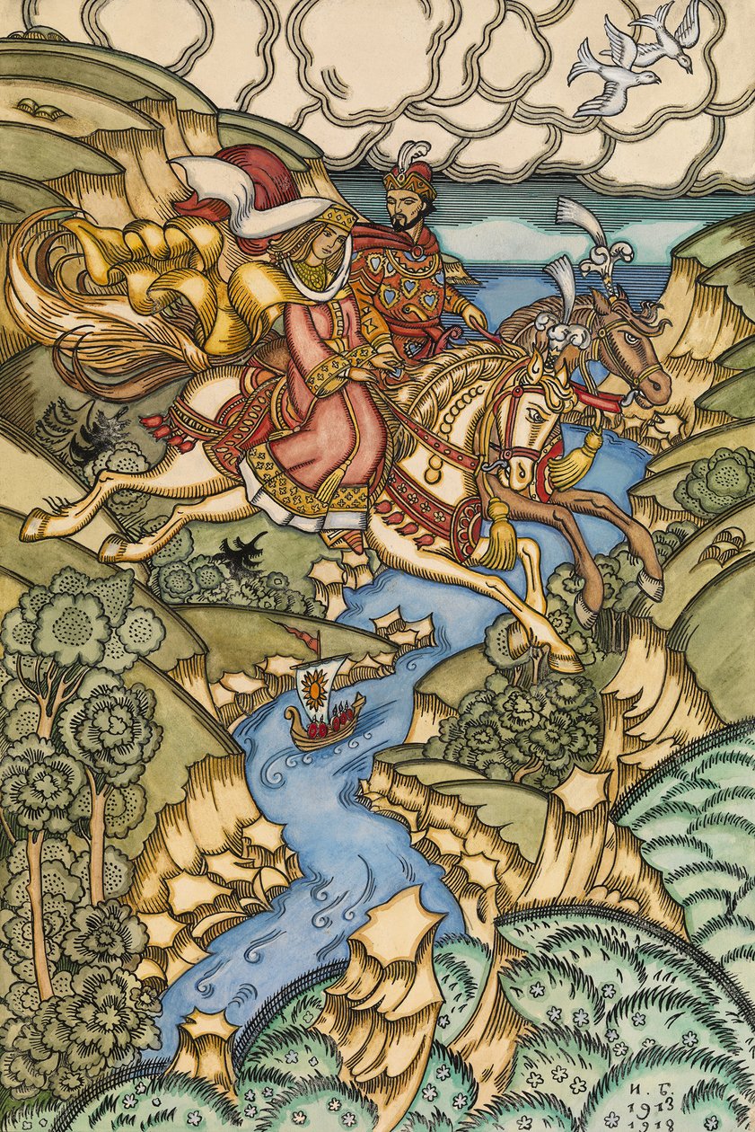 Illustratie voor het Sprookje Marya Morevna, 1913-1915 door Ivan Yakovlevich Bilibin