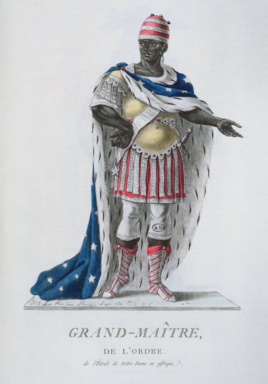 Grootmeester van de Orde van de Ster van Notre-Dame, in Afrikaanse ceremoniële kleding, uit 