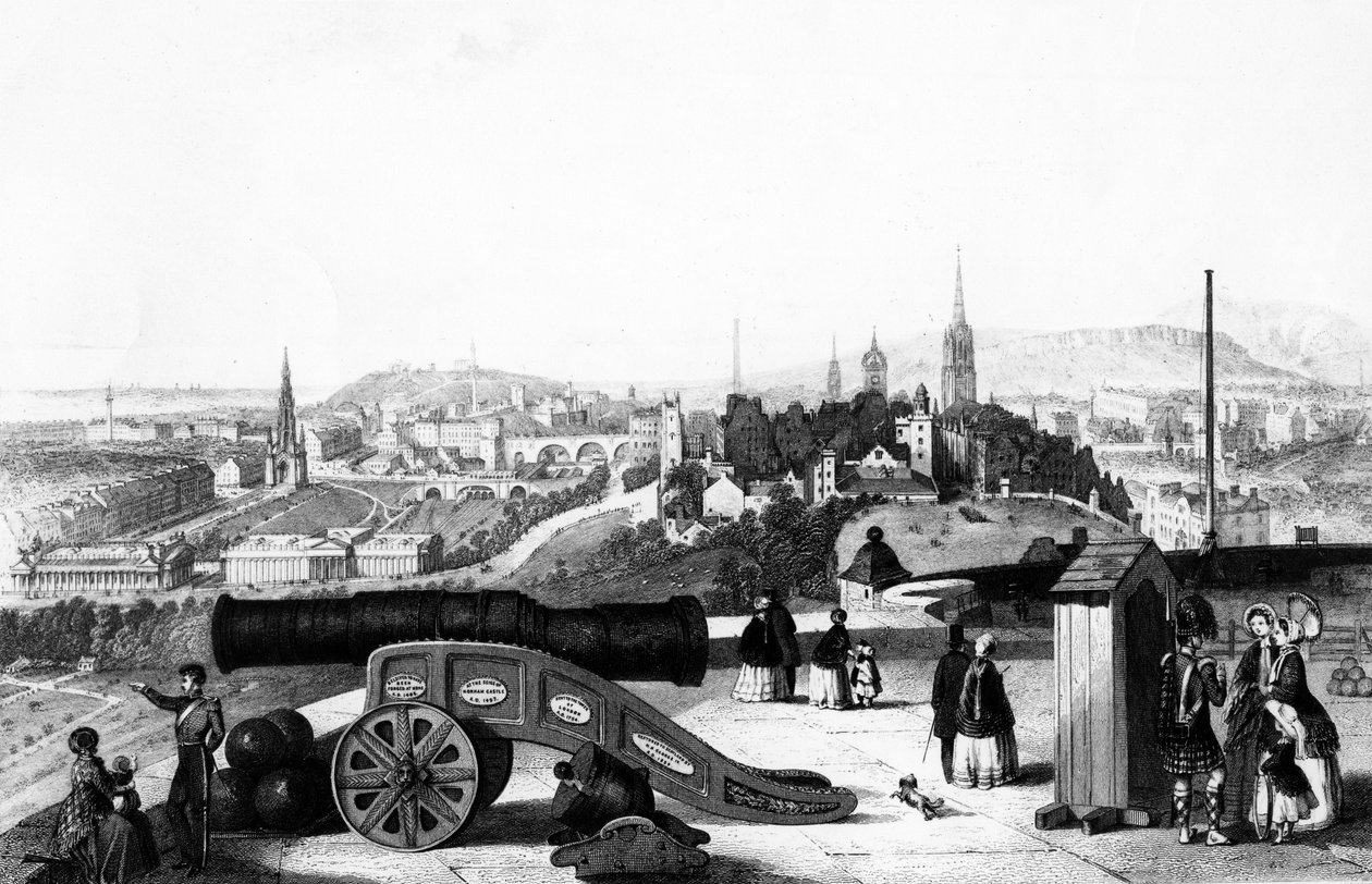 Edinburgh vanaf het kasteel, gegraveerd door Thomas Brown door John Ramage