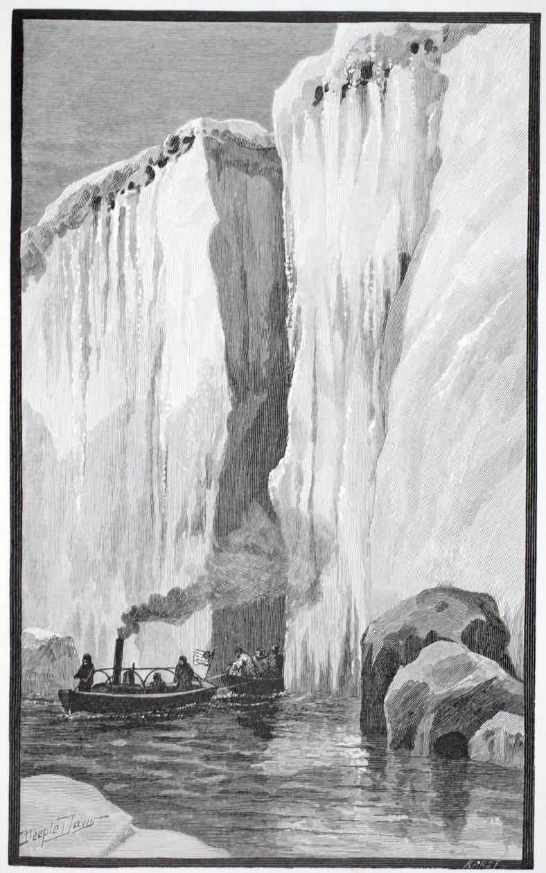 Een prachtige leiding door een gespleten ijsberg, gepubliceerd in Londen 1886 door J. Steeple Davis