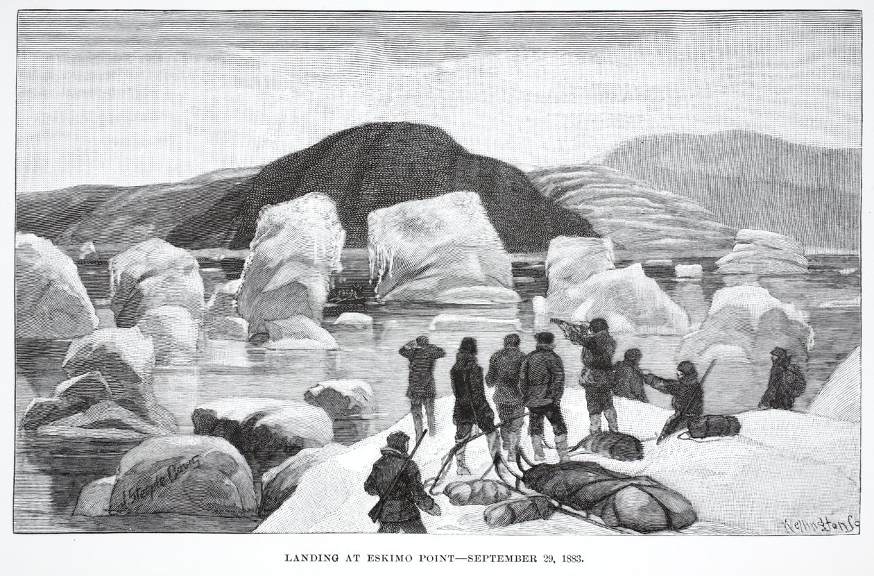 Landing bij Eskimo Point, 29 september 1883, uitgegeven in Londen 1886 door J. Steeple Davis