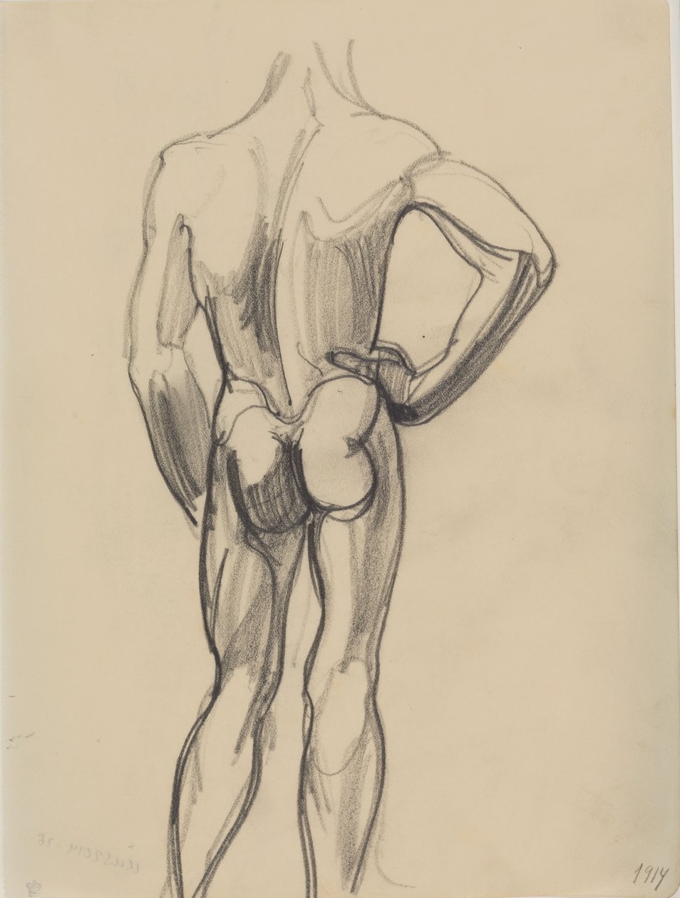 Mannelijk model, van achteren gezien door J.A. Jerichau