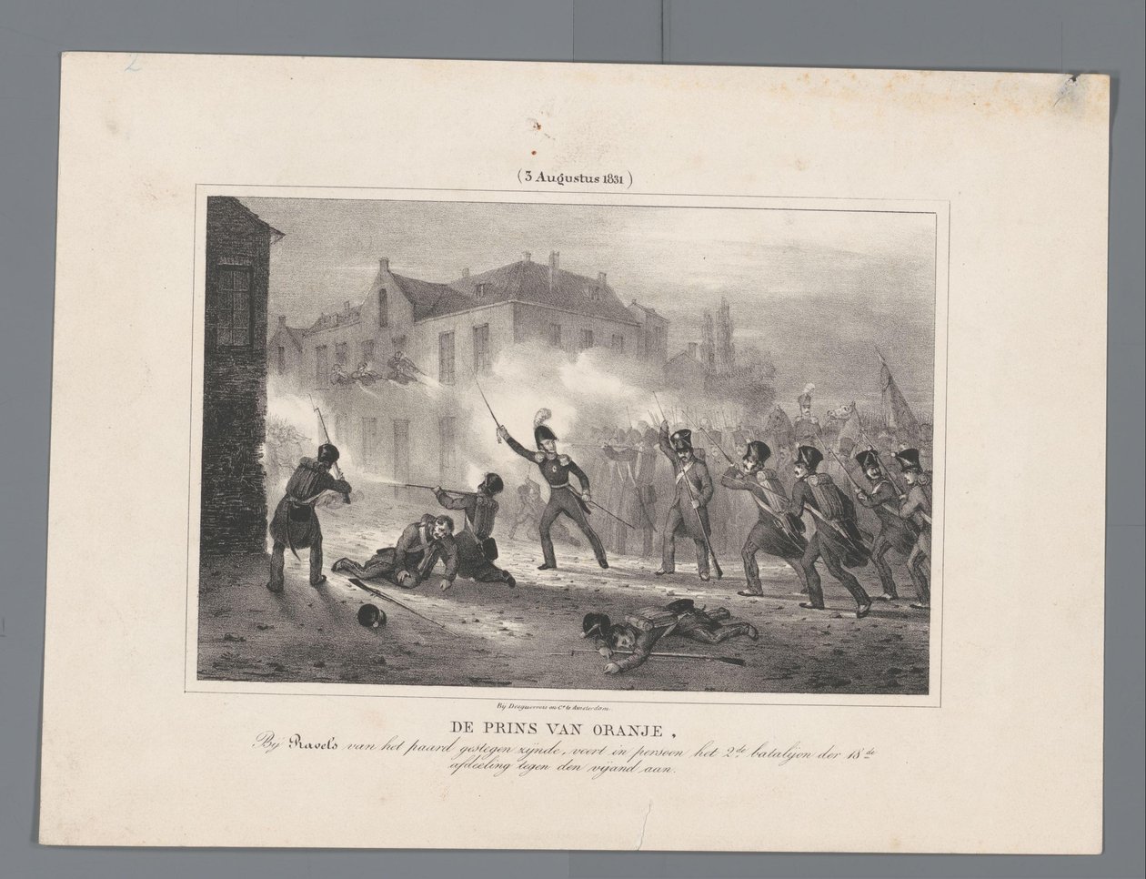 Prins van Oranje leidt de troepen bij Ravels, 1831 door J.B. Clermans