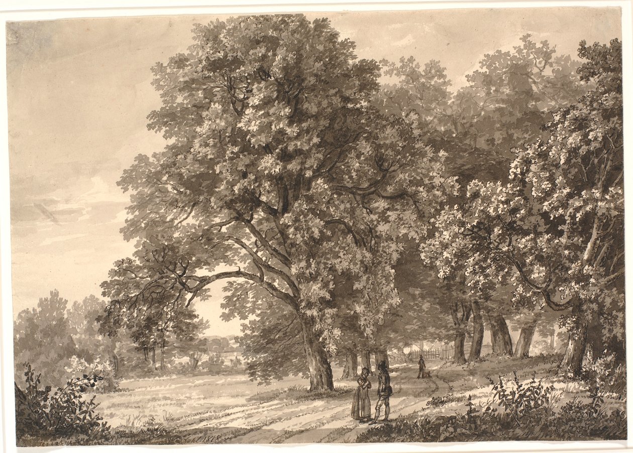 Uitzicht op een weg in een bos bij Sorø, Seeland door Johan Christian Dahl