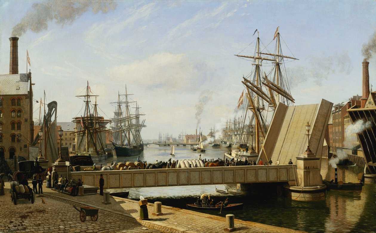 Een Uitzicht op Kopenhagen met de Knippelsbro, 1882 door J.E. Carl Rasmussen