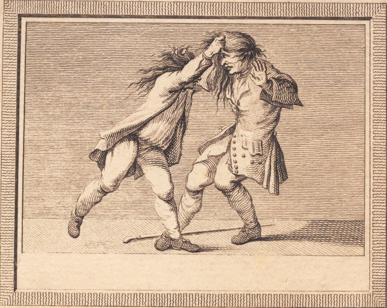 De satirische schrijver en de bekritiseerde in gevecht door J.F. Clemens