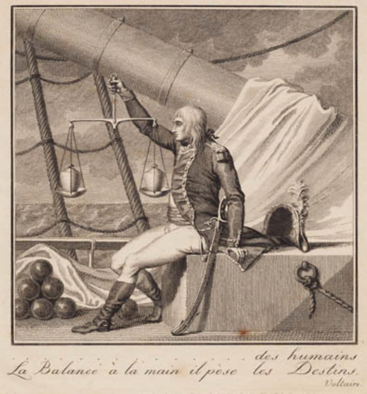 Napoleon weegt het lot van de mensen door J.F. Clemens
