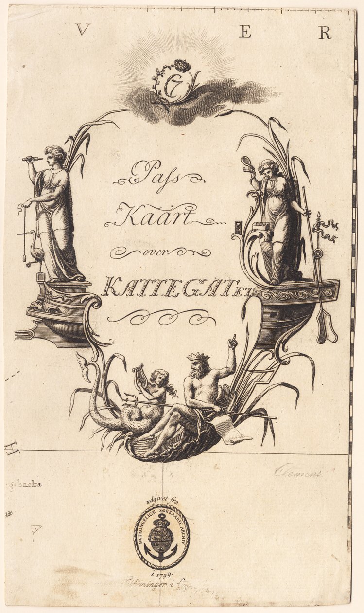 Kaart van Kattegat door J.F. Clemens
