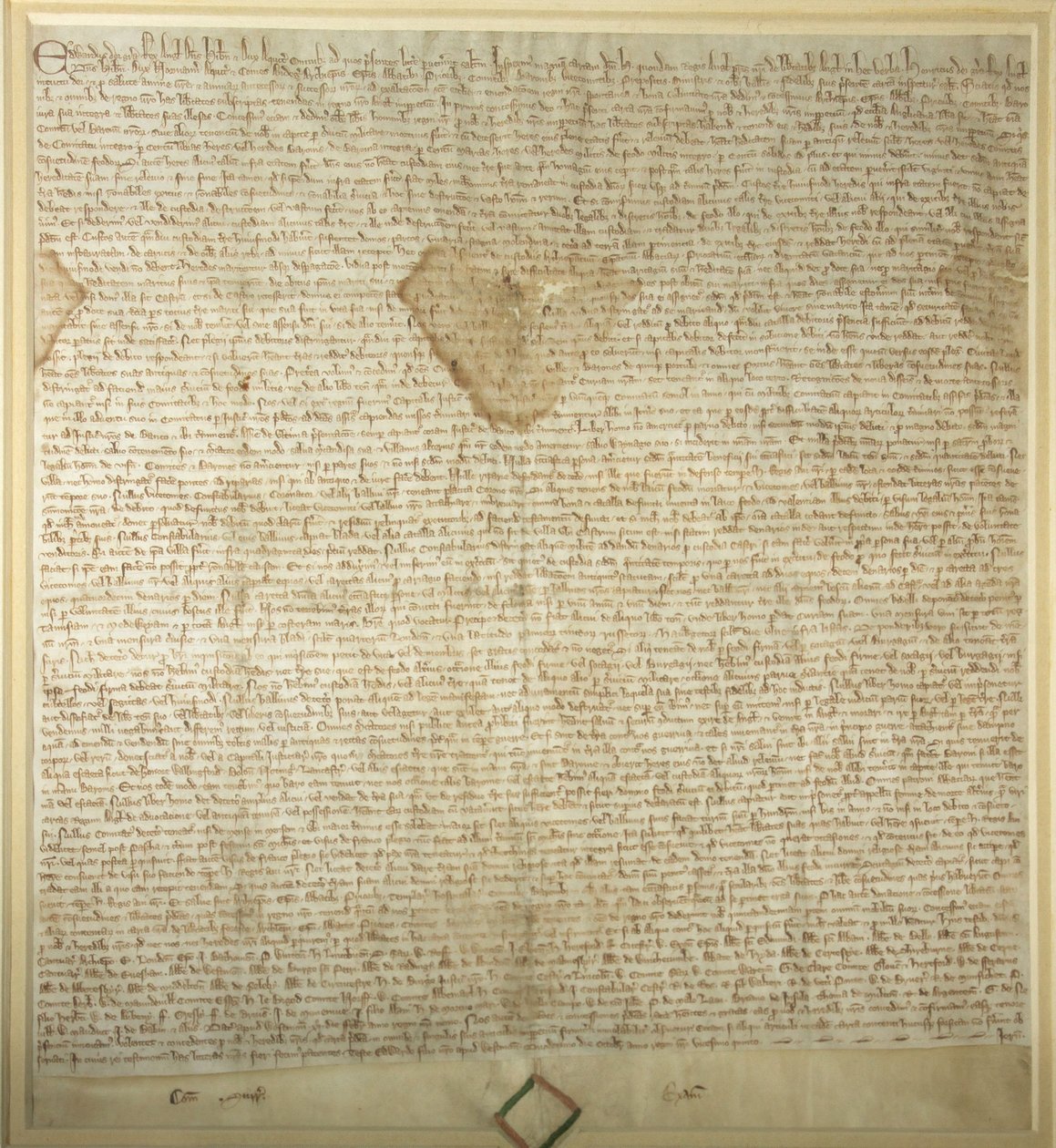 Een kopie van de Magna Carta uit 1297 die te zien is in de Ledenhal van het Parlementshuis door JJ Harrison