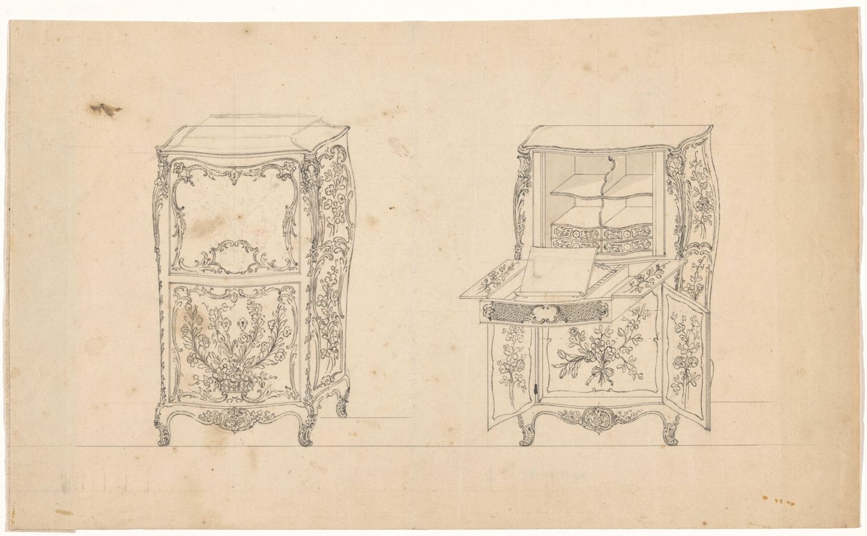 Twee secretaires door J.L. Th. Baijer (attributed to)