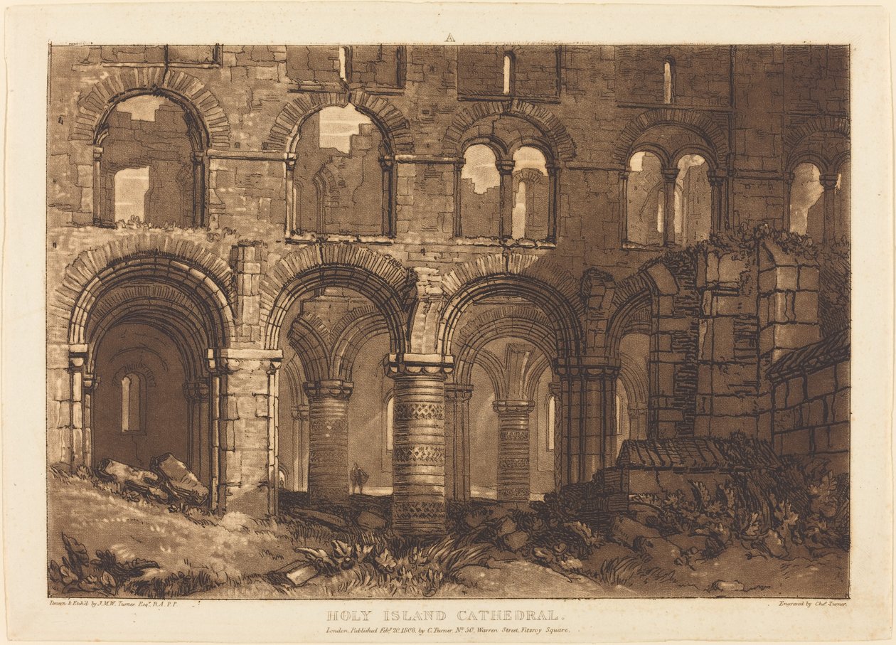Kathedraal van Holy Island door Joseph Mallord William Turner