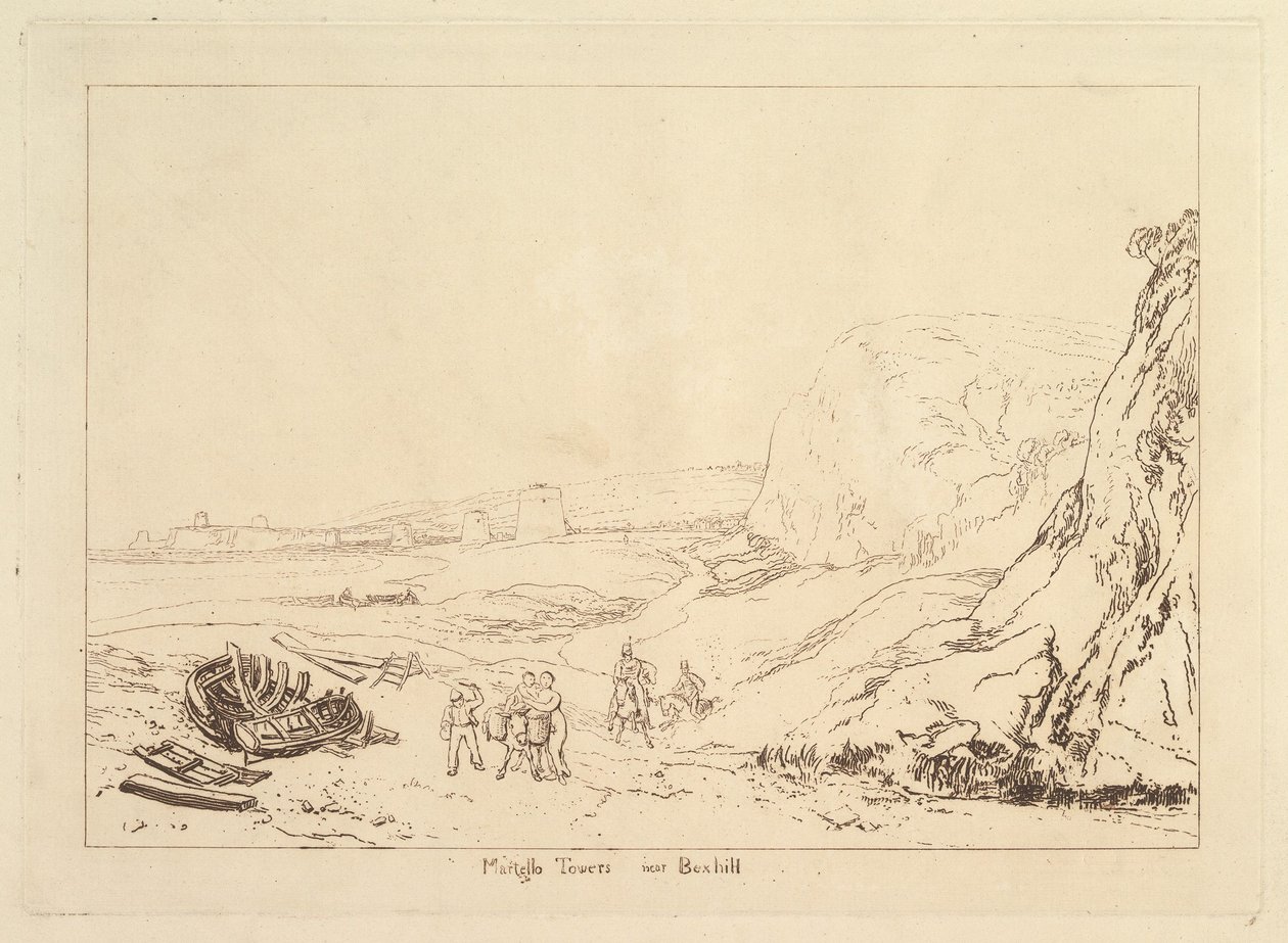 Martello Torens bij Bexhill, Sussex Liber Studiorum, deel VII, plaat 34, 1811 door Joseph Mallord William Turner