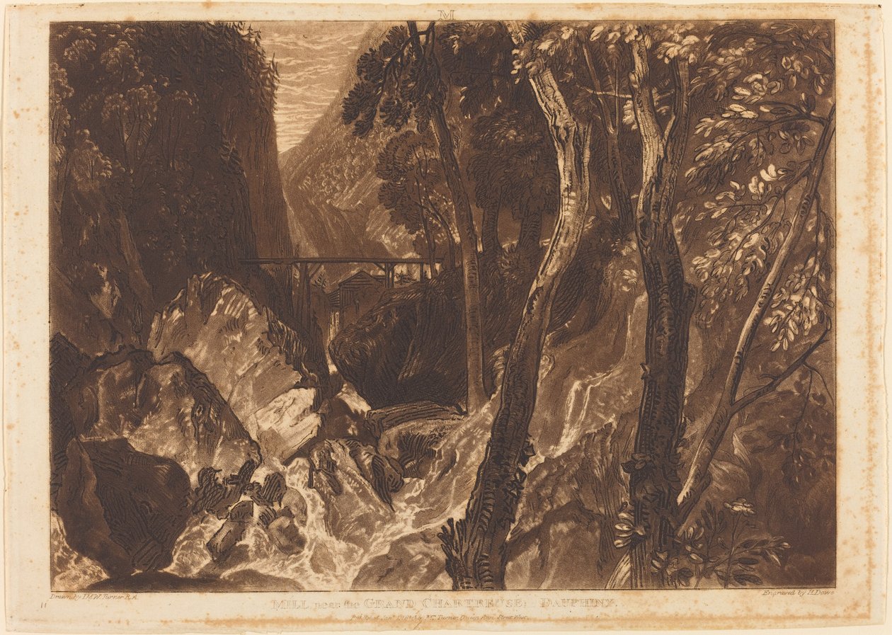 Molen bij de Grand Chartreuse, gepubliceerd 1816 door Joseph Mallord William Turner