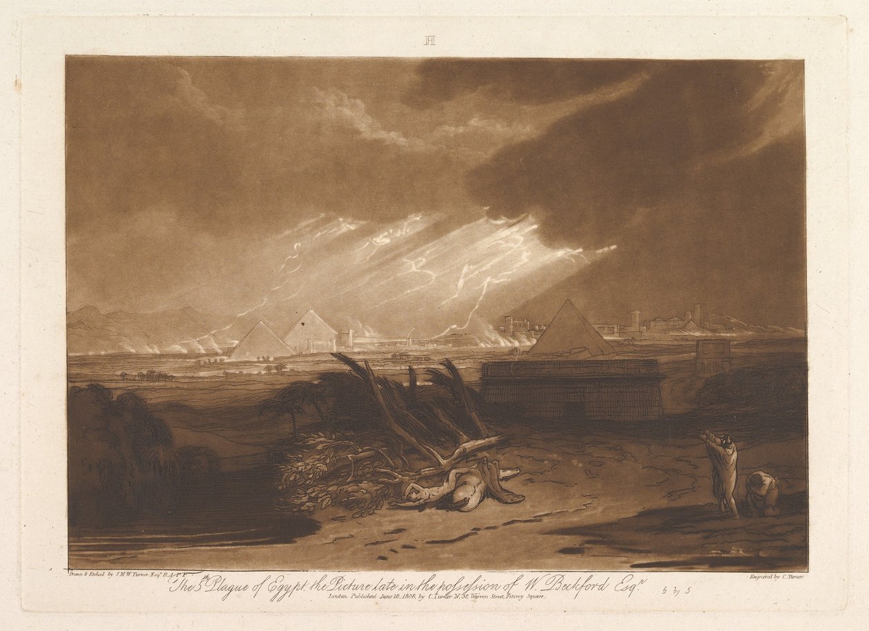De Vijfde Plaag van Egypte Liber Studiorum, deel III, plaat 16, 10 juni 1808 door Joseph Mallord William Turner