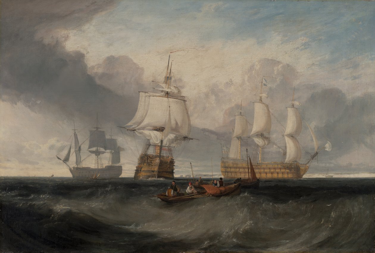 De Overwinning Keert Terug van Trafalgar, in Drie Posities, ca. 1806 door Joseph Mallord William Turner
