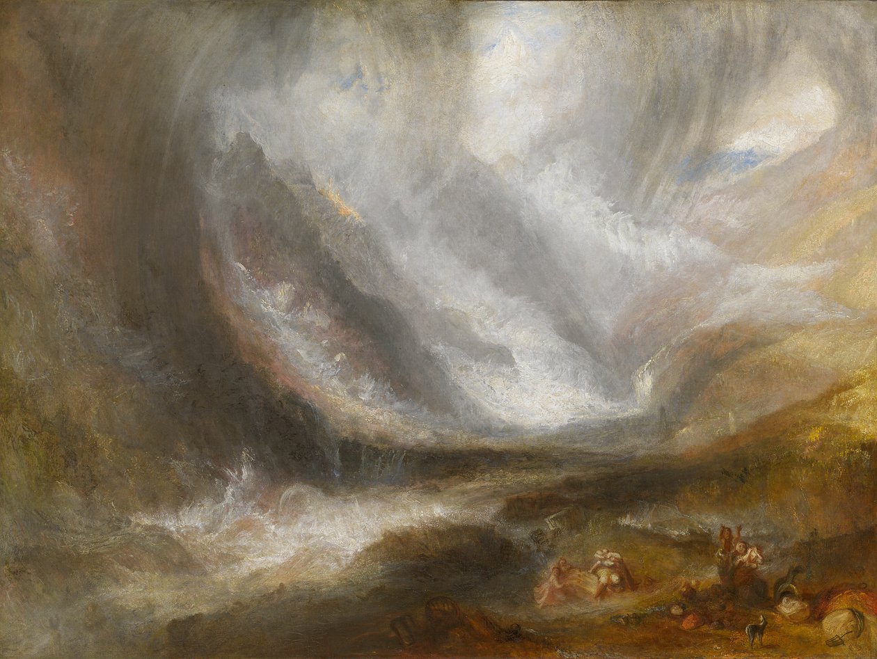 Vallei van Aosta: sneeuwstorm, lawine en onweer door Joseph Mallord William Turner