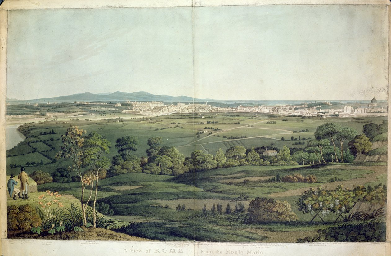 Uitzicht op Rome vanaf Monte Mario, gegraveerd door Dubourg door J.T. Middleton