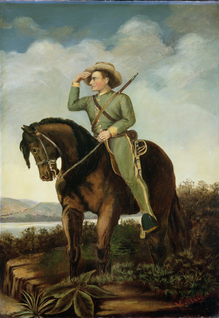 Een Zuidelijke Verkenner van Generaal Turner Ashby in de Vallei bij Luray en New Hacket door J. A. Collins