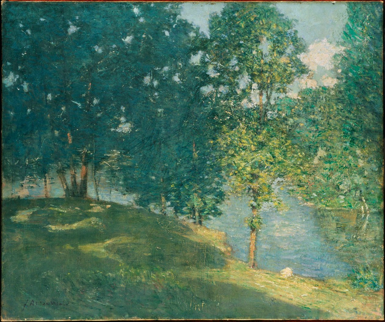 Middag bij de vijver door J. Alden Weir